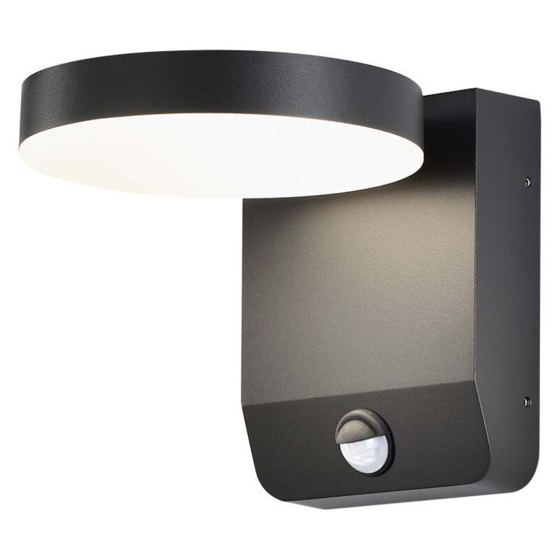 immagine 0 del prodotto lampada led da muro rotonda 17w 150lm w con sensore colore nero bianco caldo ip65 v tac