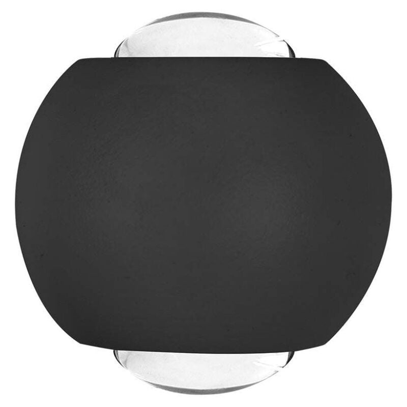 foto del prodotto lampada led da muro sferica 2w doppio fascio luminoso colore nero bianco caldo ip54 v tac