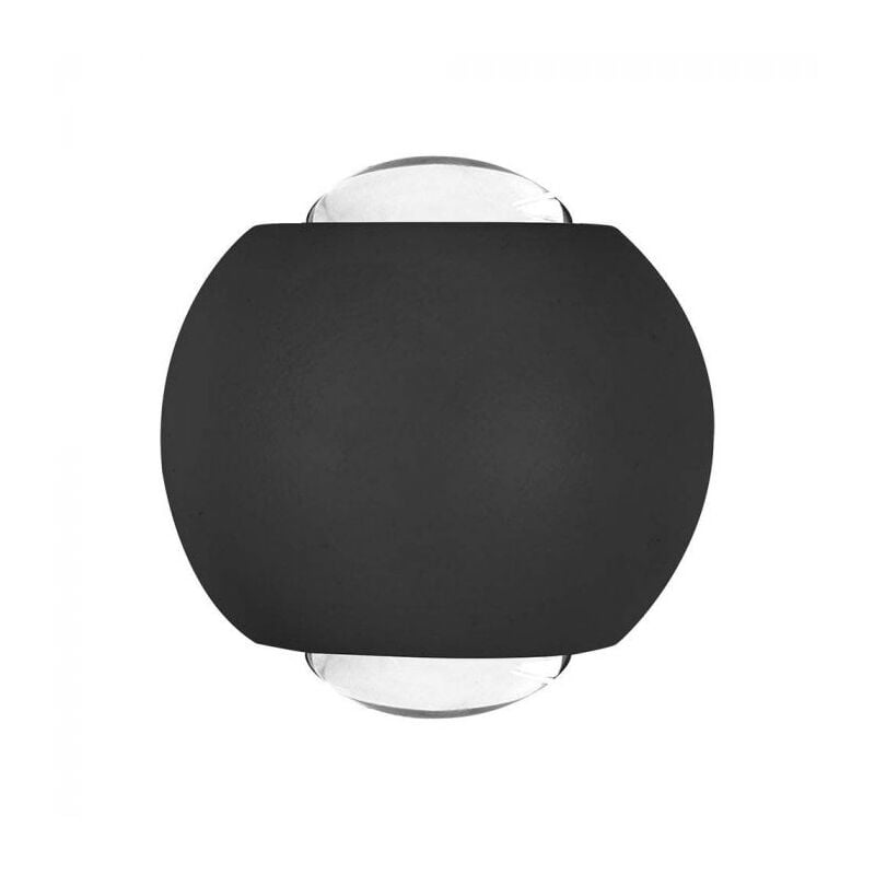 foto del prodotto lampada led da muro sferica 2w doppio fascio luminoso colore nero bianco naturale ip54 v tac