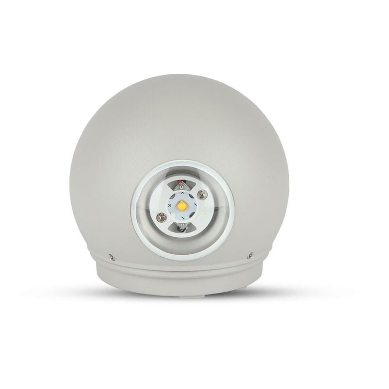 foto del prodotto lampada led da muro sferica 4w doppio fascio luminoso colore grigio bianco caldo ip65 v tac