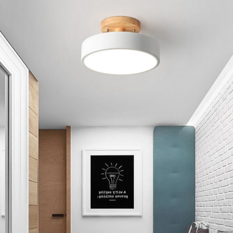 foto del prodotto lampada led da soffitto moderna plafoniera con paralume semplice in metallo bianco 12w 18cm - 1pcs luce bianco fredda
