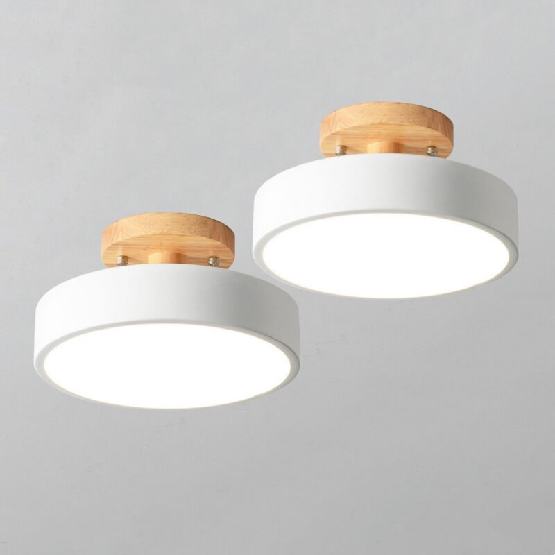 foto del prodotto lampada led da soffitto moderna plafoniera con paralume semplice in metallo bianco 12w 23cm 2pcs luce bianco fredda