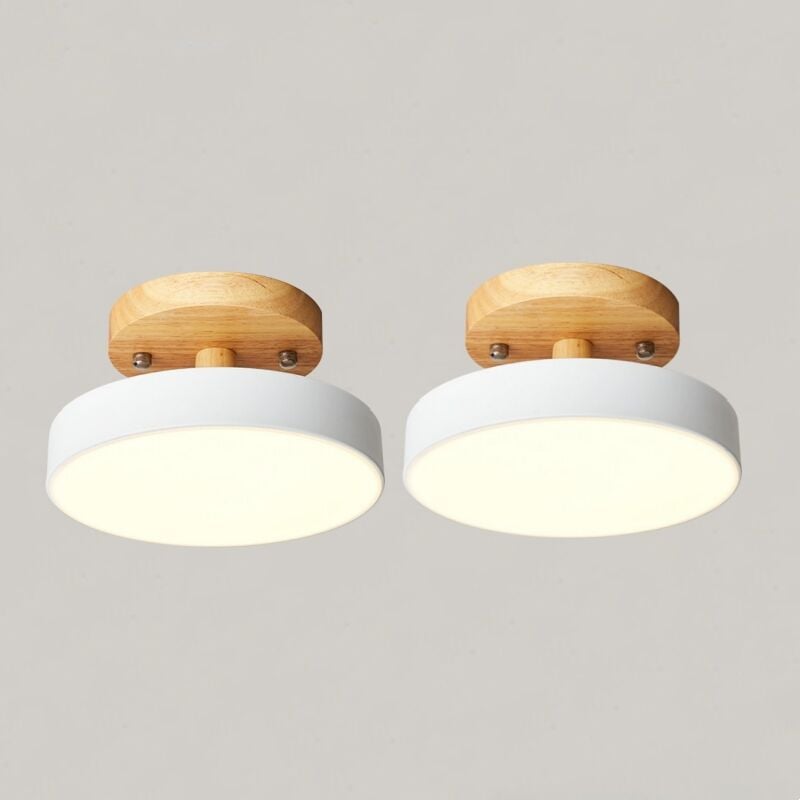 foto del prodotto lampada led da soffitto moderna plafoniera con paralume semplice in metallo bianco 12w 23cm 2pcs luce neutra