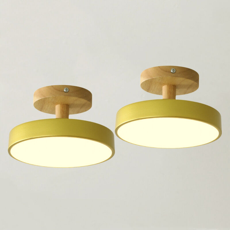 foto del prodotto lampada led da soffitto moderna plafoniera con paralume semplice in metallo giallo 12w 18cm 2pcs luce neutra