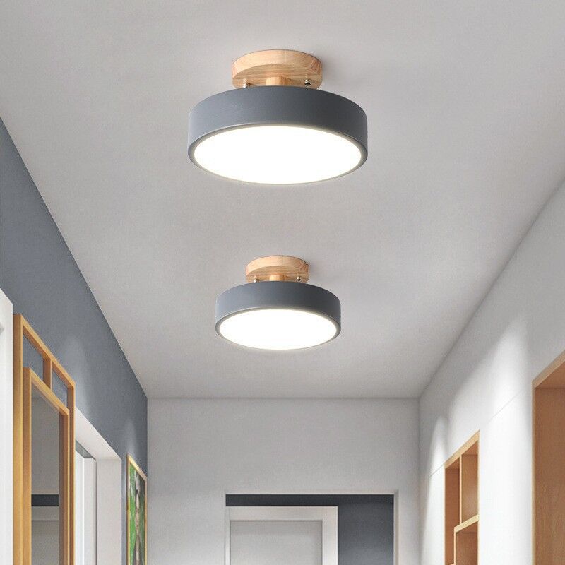 foto del prodotto lampada led da soffitto moderna plafoniera con paralume semplice in metallo grigio 12w 18cm 2pcs luce bianco fredda