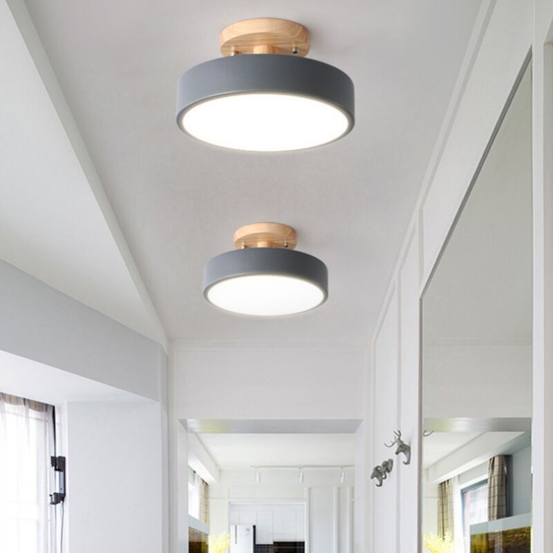 foto del prodotto lampada led da soffitto moderna plafoniera con paralume semplice in metallo grigio 12w 23cm 2pcs luce bianco fredda