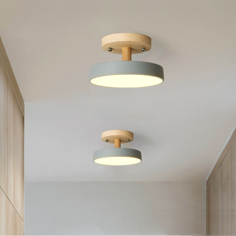 foto del prodotto lampada led da soffitto moderna plafoniera con paralume semplice in metallo grigio 12w 23cm 2pcs luce neutra