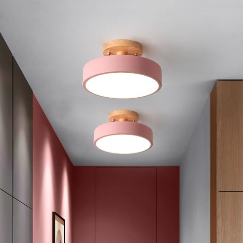 foto del prodotto lampada led da soffitto moderna plafoniera con paralume semplice in metallo rosa 12w 18cm 2pcs luce bianco fredda