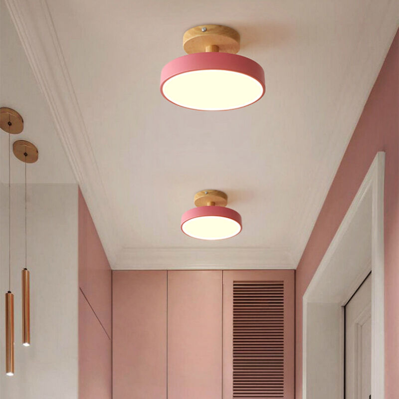 foto del prodotto lampada led da soffitto moderna plafoniera con paralume semplice in metallo rosa 12w 18cm 2pcs luce neutra