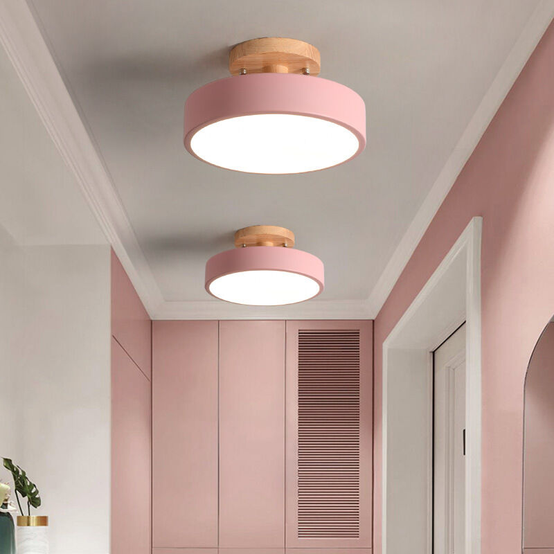 foto del prodotto lampada led da soffitto moderna plafoniera con paralume semplice in metallo rosa 12w 23cm 2pcs luce bianco fredda
