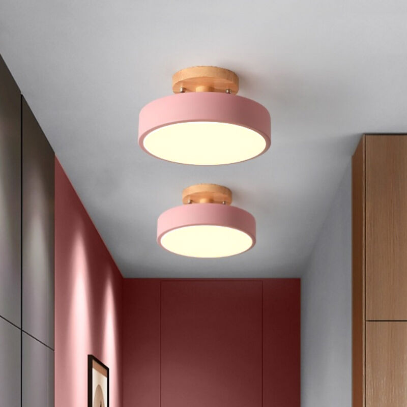 foto del prodotto lampada led da soffitto moderna plafoniera con paralume semplice in metallo rosa 12w 23cm 2pcs luce neutra