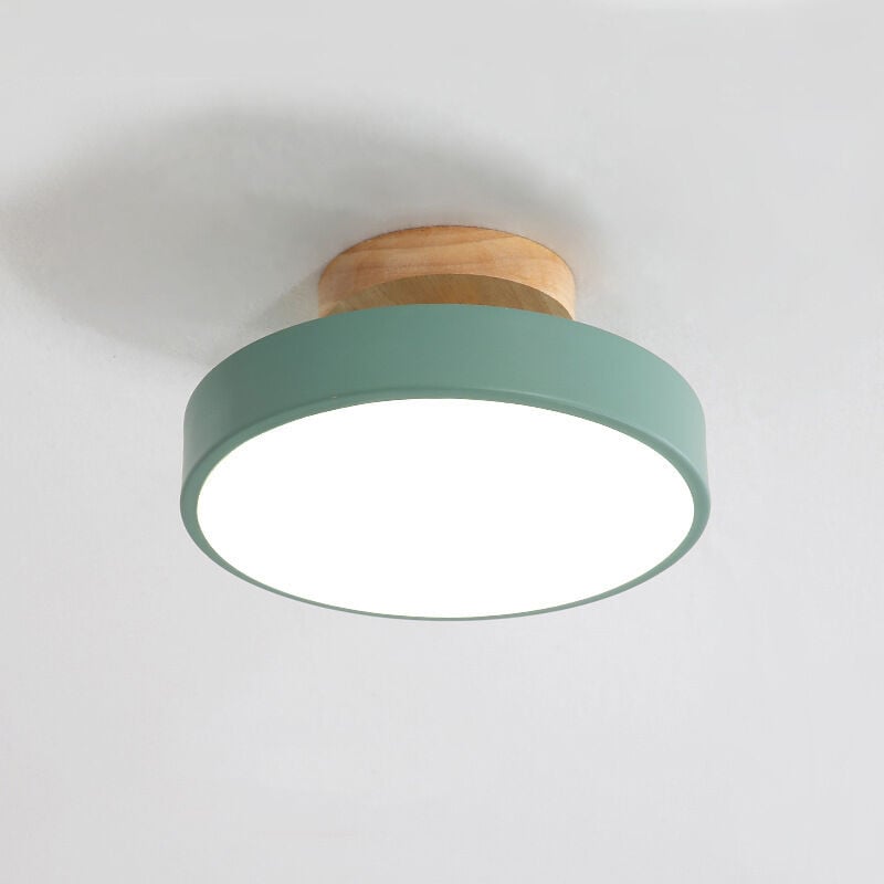 foto del prodotto lampada led da soffitto moderna plafoniera con paralume semplice in metallo verde 12w 23cm 1pcs luce bianco fredda