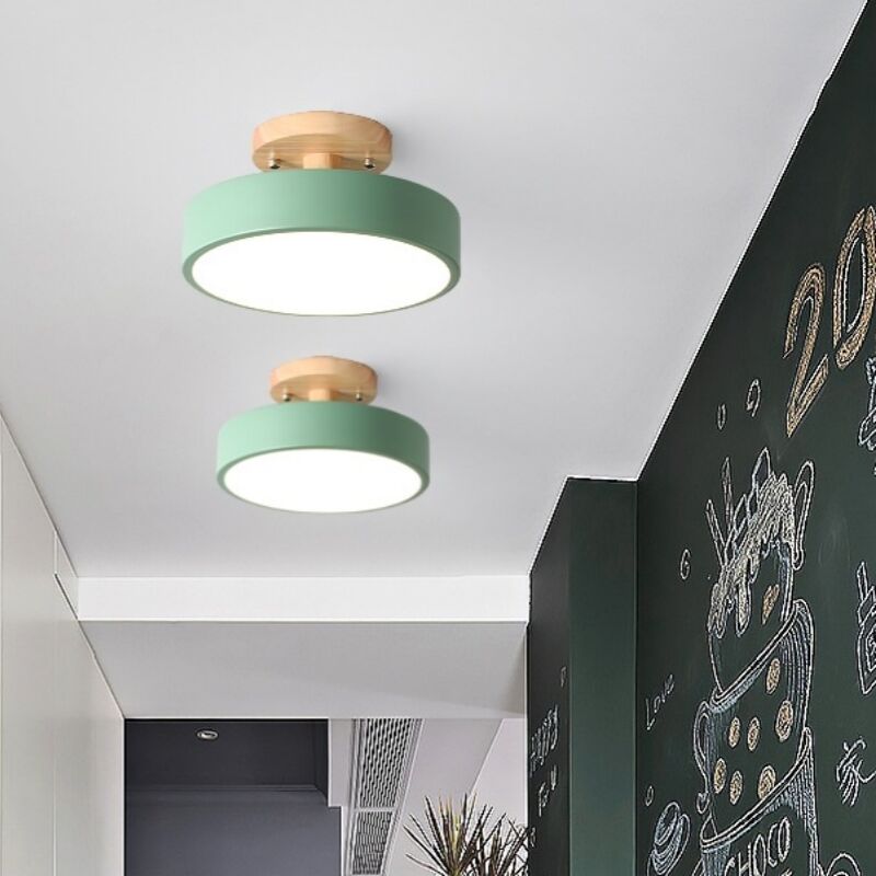 foto del prodotto lampada led da soffitto moderna plafoniera con paralume semplice in metallo verde 12w 23cm 2pcs luce bianco fredda