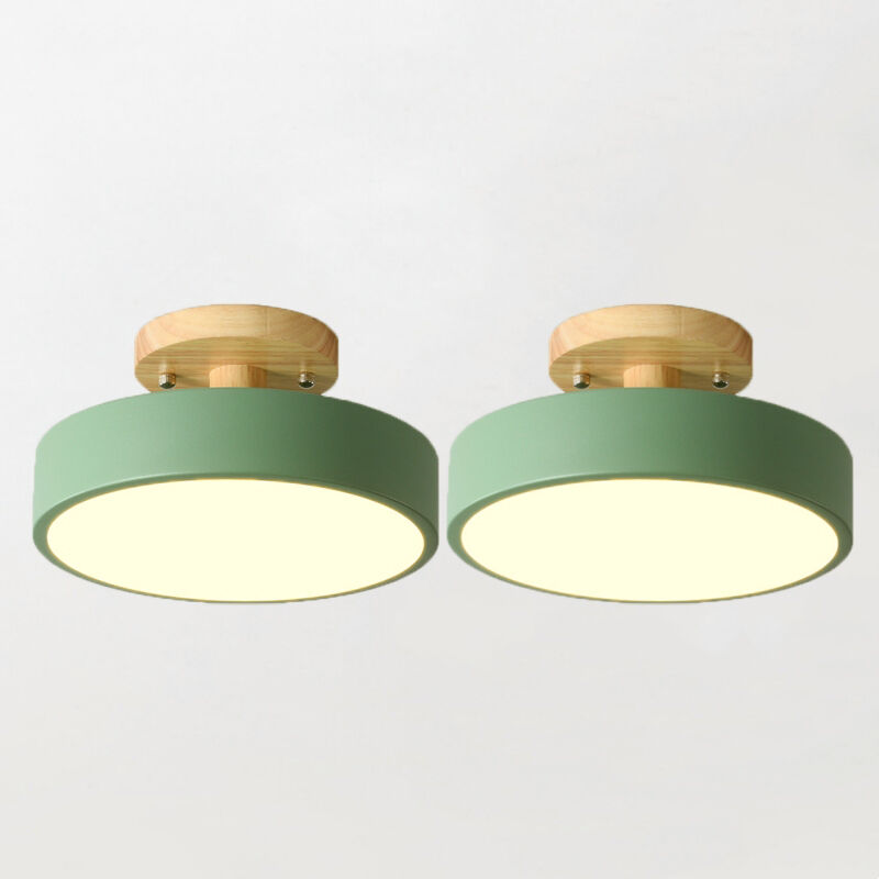 foto del prodotto lampada led da soffitto moderna plafoniera con paralume semplice in metallo verde 12w 23cm 2pcs luce neutra