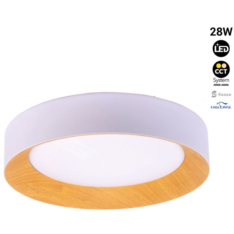 foto del prodotto lampada led da soffitto tipo plafoniera effetto legno cct 