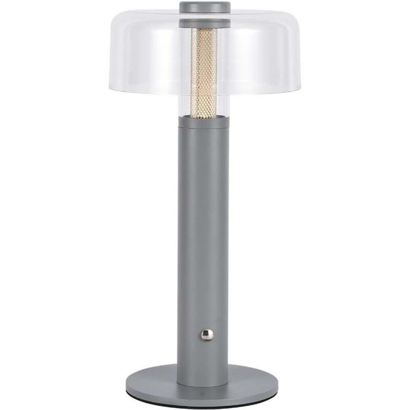 foto del prodotto lampada led da tavolo 1w colore grigio e bianco trasparente ricaricabile con usb c touch dimmerabile 3000k v tac