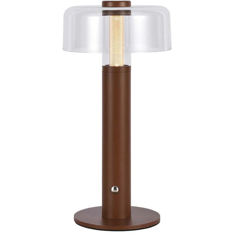 foto del prodotto lampada led da tavolo 1w colore marrone sabbia e bianco trasparente ricaricabile con usb c touch dimmerabile 3000k v tac