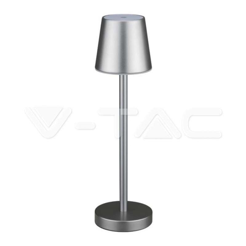 foto del prodotto lampada led da tavolo 3w grigio ricaricabile, touch dimmerabile bianco naturale v tac