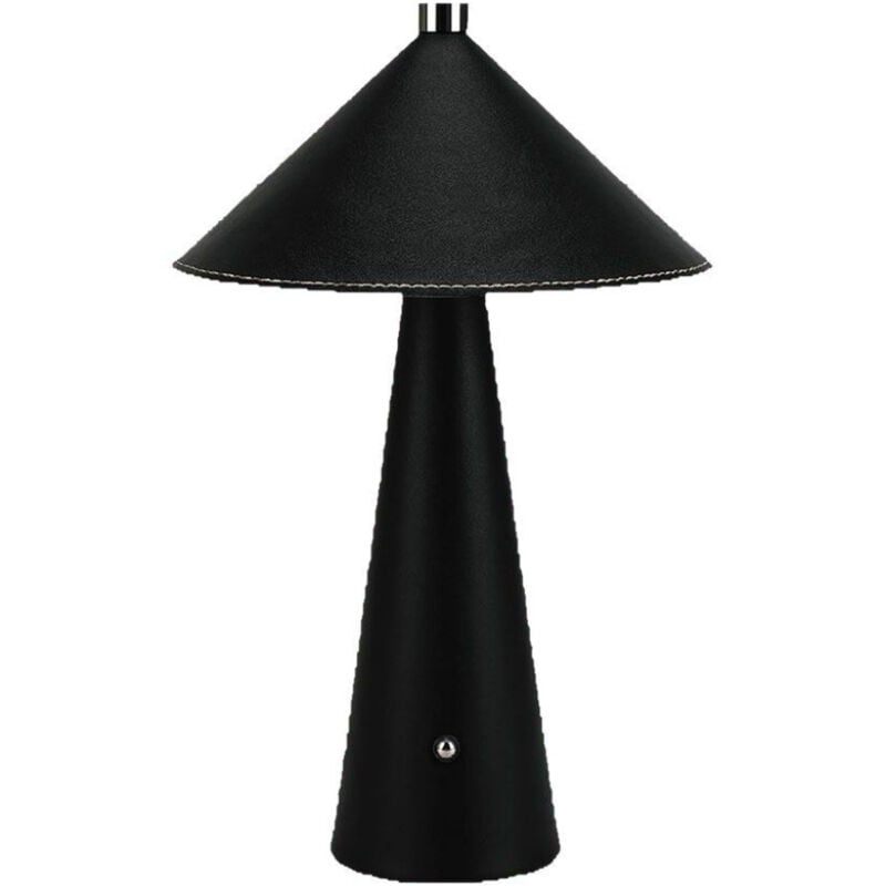 foto del prodotto lampada led da tavolo 3w ricaricabile usb c in metallo cover in pelle colore nero touch dimmerabile 3in1 23417 v tac