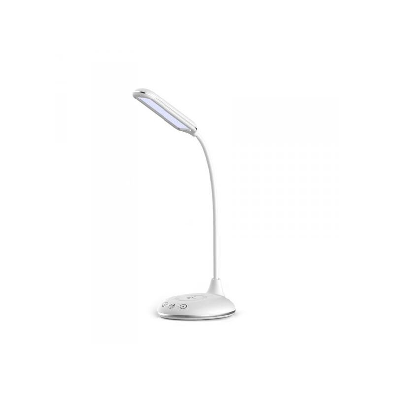 foto del prodotto lampada led da tavolo 4w cct dimmerabile con caricatore wireless qi smartphone base rotondo sku 8605