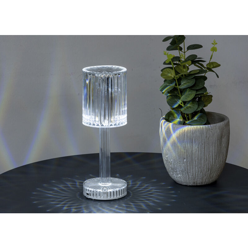 foto del prodotto lampada led da tavolo controllo touch ricaricabile trasparente crystal