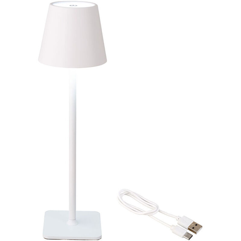 foto del prodotto lampada led da tavolo lumineo 894378 bianco metallo 37 cm ricaricabile