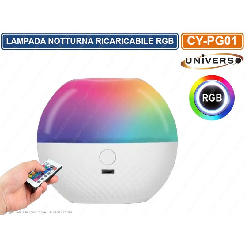 foto del prodotto lampada led da tavolo multicolore rgb ricaricabile con telecomando ir