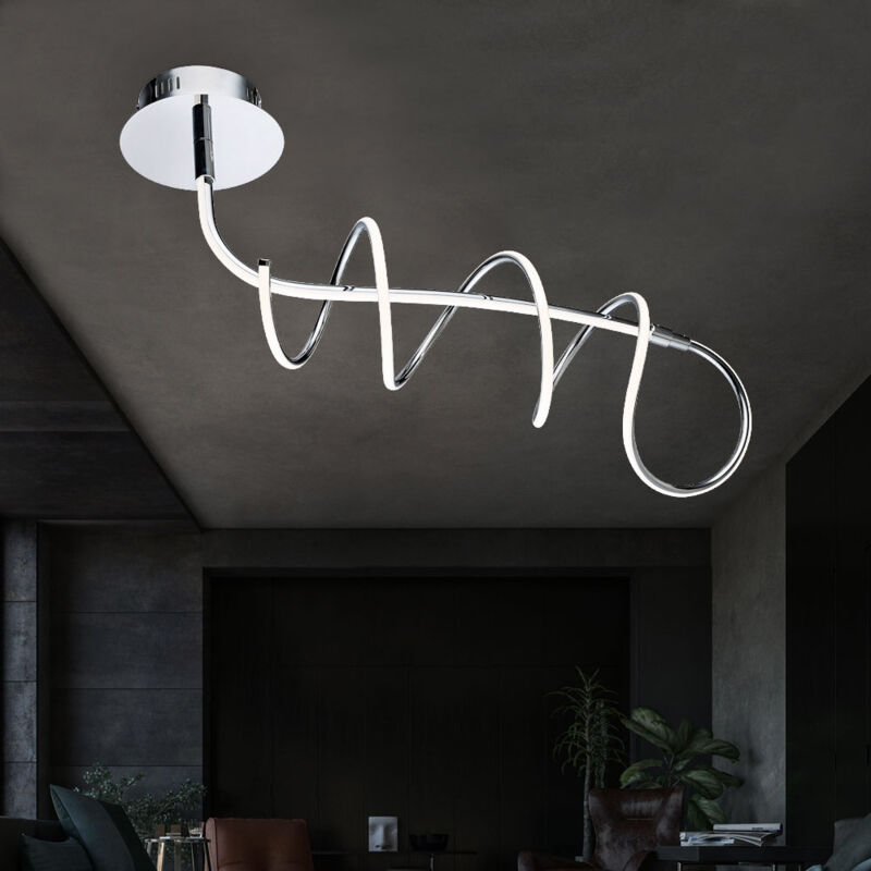 foto del prodotto lampada led di design a spirale plafoniera moderna argento plafoniera led design moderno, cromo bianco opalino, 30w 1753lm bianco caldo, lxlxa