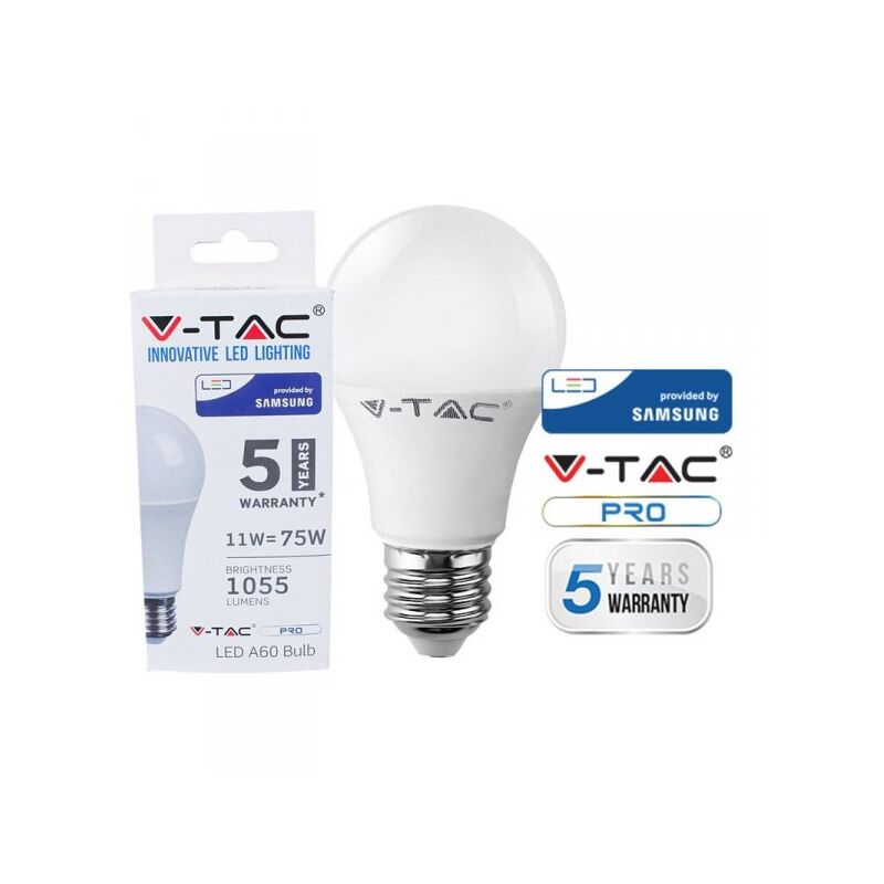 foto del prodotto lampada led e27 a60 11w bianco neutro 4000k bulbo sfera chip samsung garanzia 5 anni sku 232