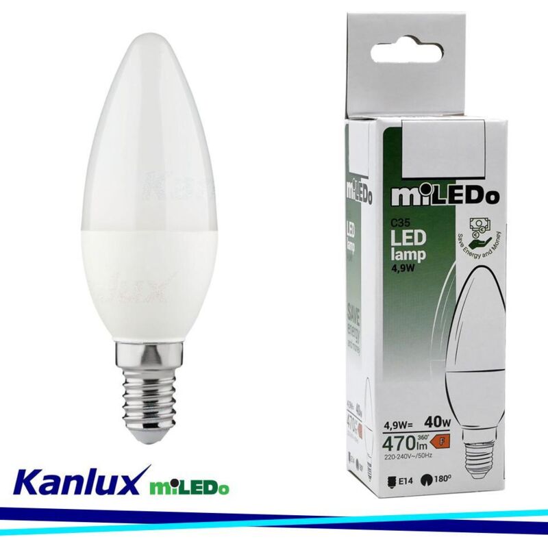 foto del prodotto lampada led fiamma c35 - e14 - 4,9w - bianco caldo 3000k - 470lm