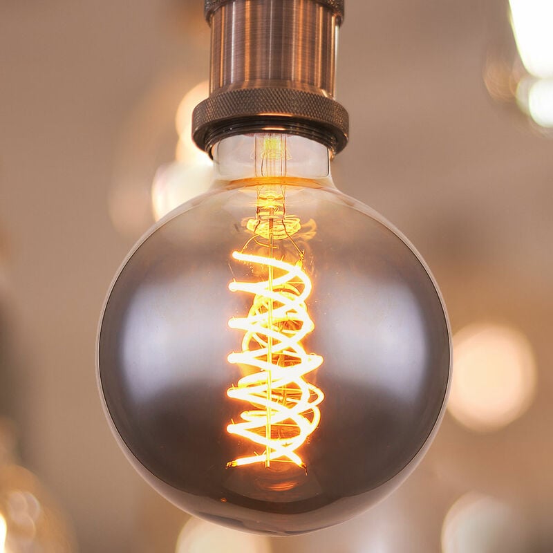 foto del prodotto lampada led filamento 8 watt bianco caldo 2000 kelvin 280 lumen e27 portalampada in vetro fum dimmerabile, dxh 12,5x17,7cm