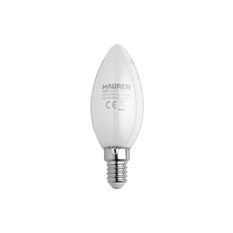 foto del prodotto lampada led filamento maurer oliva milky e14 4,5w 470l 2700k l.calda
