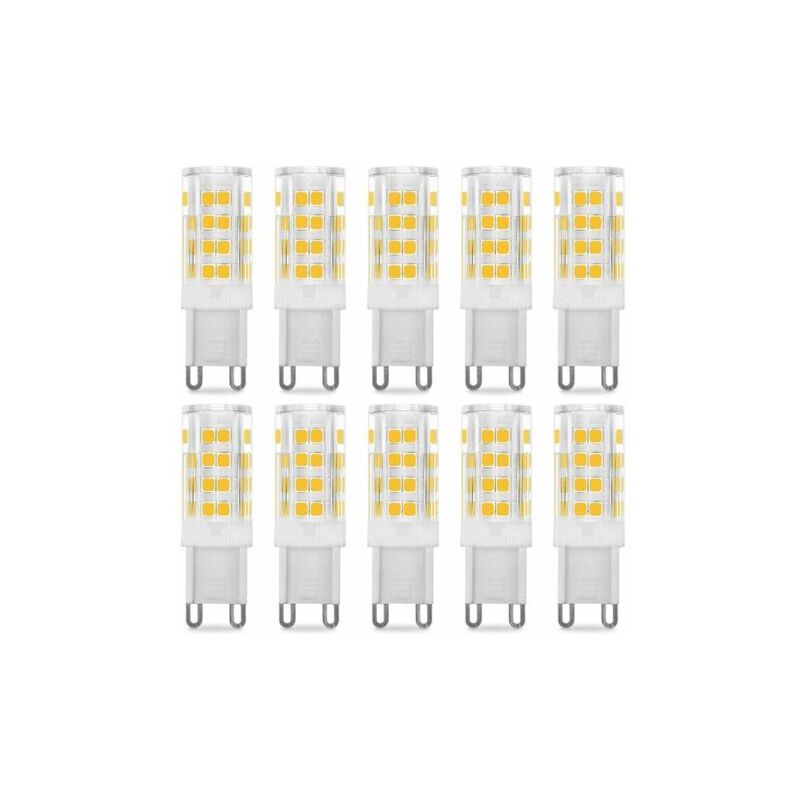foto del prodotto lampada led g9 5w, equivalente a 40w, bianco caldo 3000k, 220 240v, angolo di fascio 360 , confezione da 10