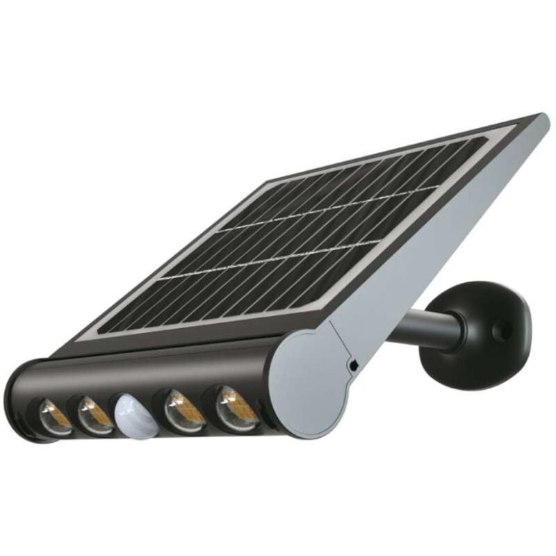 foto del prodotto lampada led giardino multiuso 8w pannello solare stand 3000k e sensore pir ip65 - v-tac