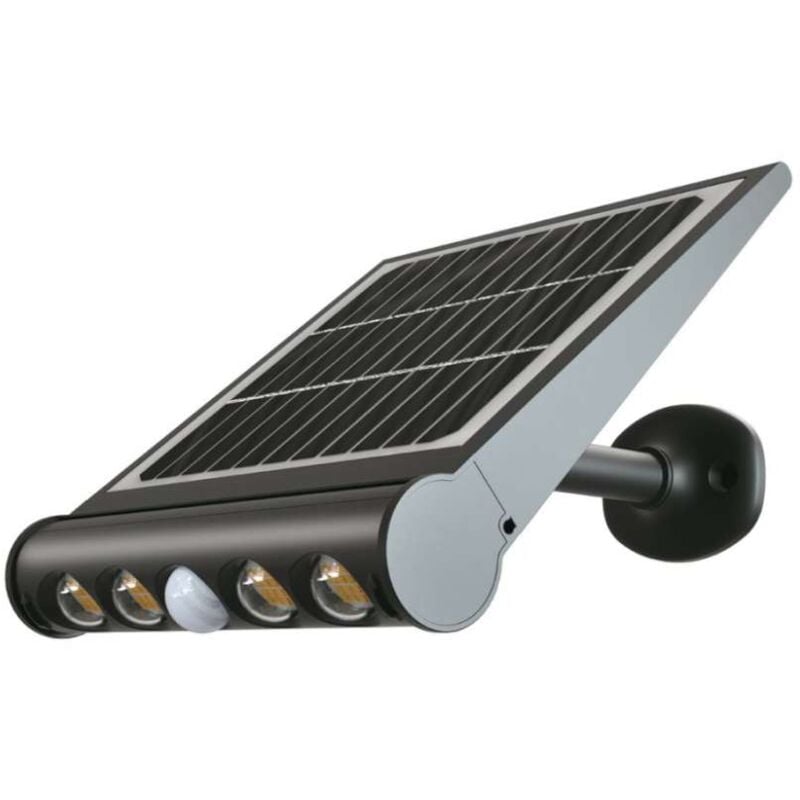 foto del prodotto lampada led giardino multiuso 8w pannello solare stand 4000k e sensore pir ip65 v tac