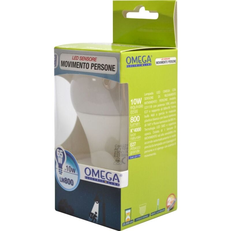 foto del prodotto lampada led goccia a60 con sensore di movimento