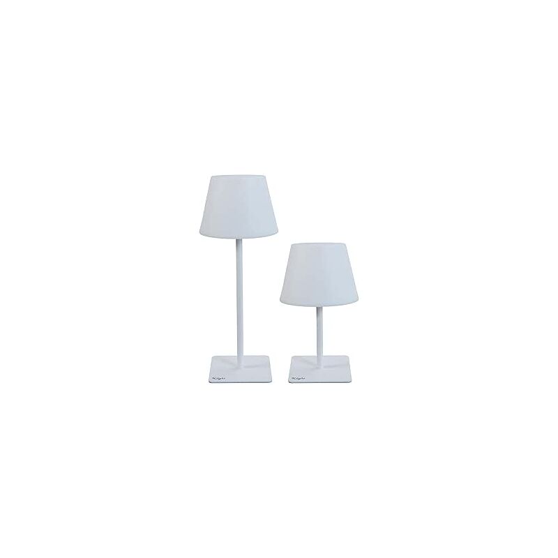 foto del prodotto lampada led k light due in uno da tavolo ricaricabile di colore bianco in acciaio e pe 15x15x38 24 h cm