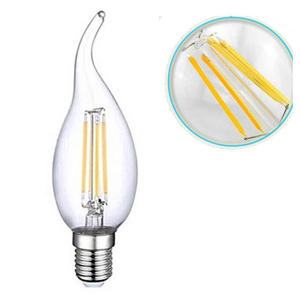 foto del prodotto lampada led lampadina 4w e14 bianco freddo fiamma colpo di vento filamento trade shop traesio