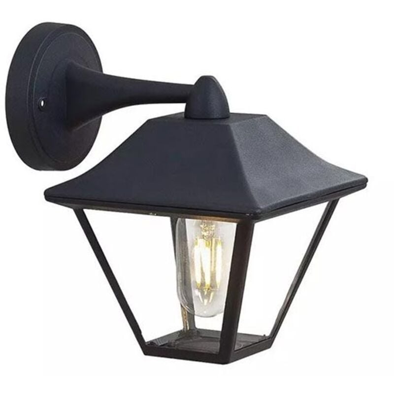 foto del prodotto lampada led lanterna in vetro portalampada e27 nero opaco ip44 - v-tac