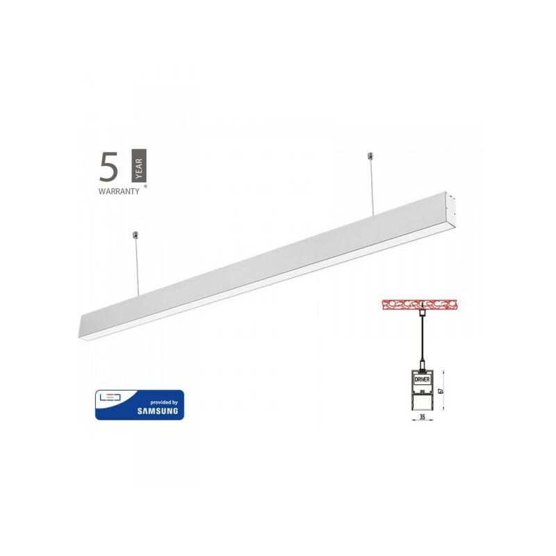 foto del prodotto lampada led lineare a sospensione slim 120cm 40w corpo bianco neutro 4000k allungabile chip samsung sku 21376