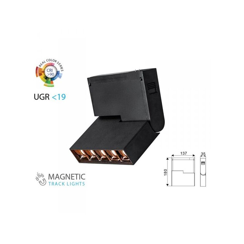 foto del prodotto lampada led lineare regolabile 5x2w 24v caldo 3000k cri 90 ugr 19 per sistema binario magnetico sku 7962
