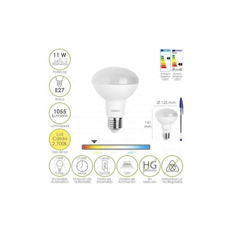 foto del prodotto lampada led maurer reflector e27 11w 1055l 2700k l.calda