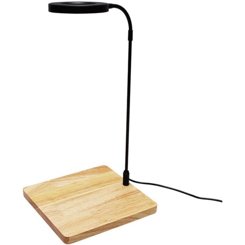 foto del prodotto lampada led per acquario a spettro completo con base in legno, adatta per acquari, piante in vaso, piante grasse e paesaggi in miniatura.