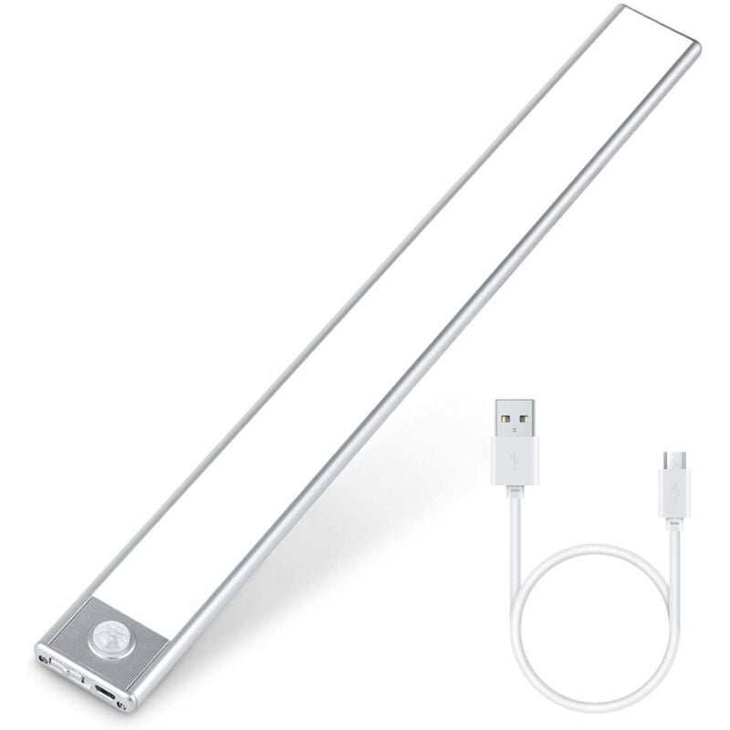 foto del prodotto lampada led per armadio con sensore di movimento ricaricabile, luce tricolore, wireless, 40 cm, scala, lampada interna, striscia led 3 modalit , usb,