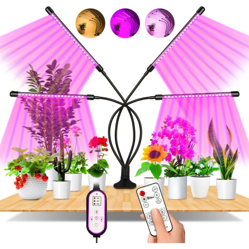 foto del prodotto lampada led per la crescita a 360 4 teste, spettro completo, timer automatico m 