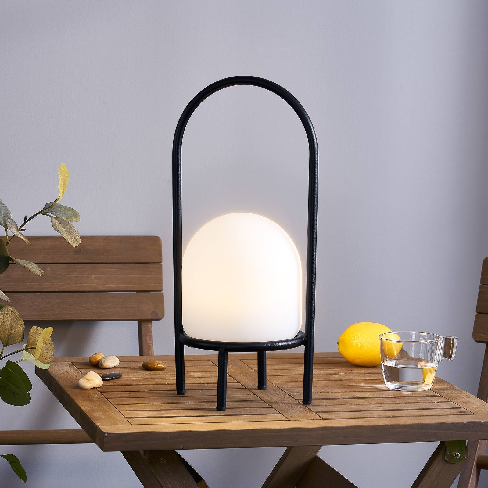 foto del prodotto lampada led per terrazza lindby eleia, nero, metallo, batteria ricaricabile