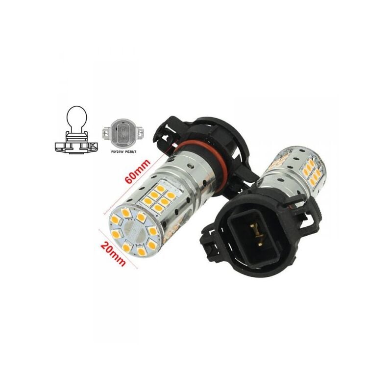 foto del prodotto lampada led psy24w canbus arancione 12v 25w reale per audi a1 a3 a6 q5 vw golf vi passat touareg opel astra land rover discovery iv evoque citroen c5