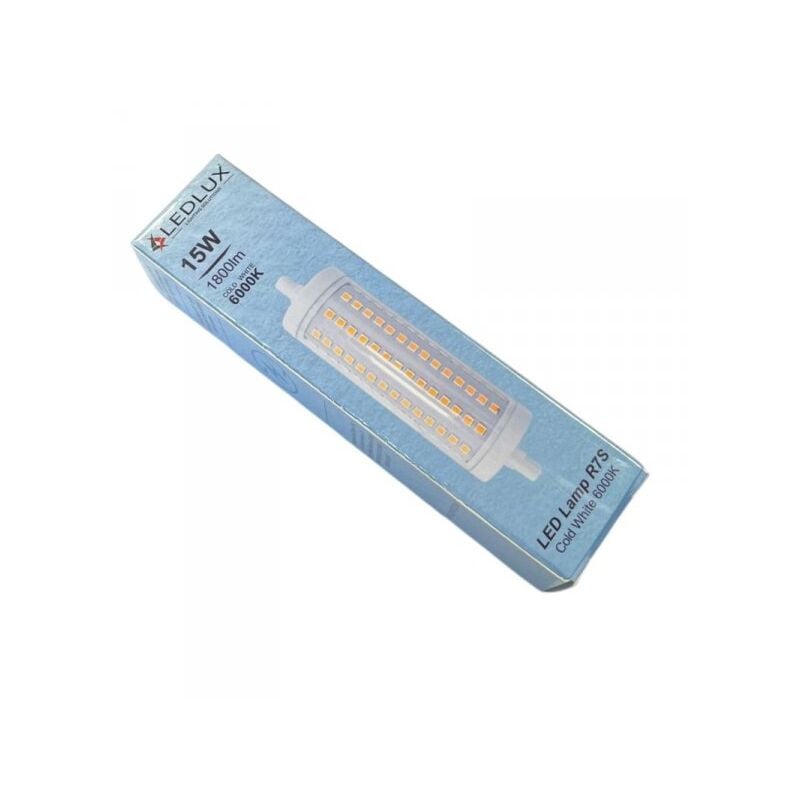 foto del prodotto lampada led r7s 118mm 15w 1800lm bianco freddo 6000k diametro 28mm 360 gradi