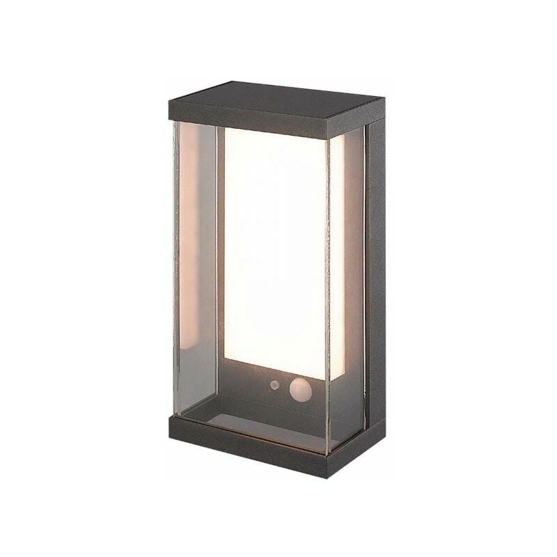 foto del prodotto lampada led rettangolare con pannello solare e sensore pir 1w grigio bianco caldo ip54 v tac