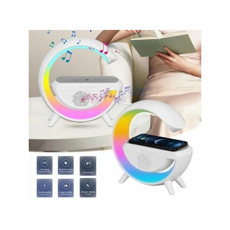 foto del prodotto lampada led rgb con ricarica wirelless bluetooth speaker ricaricabile radio fm
